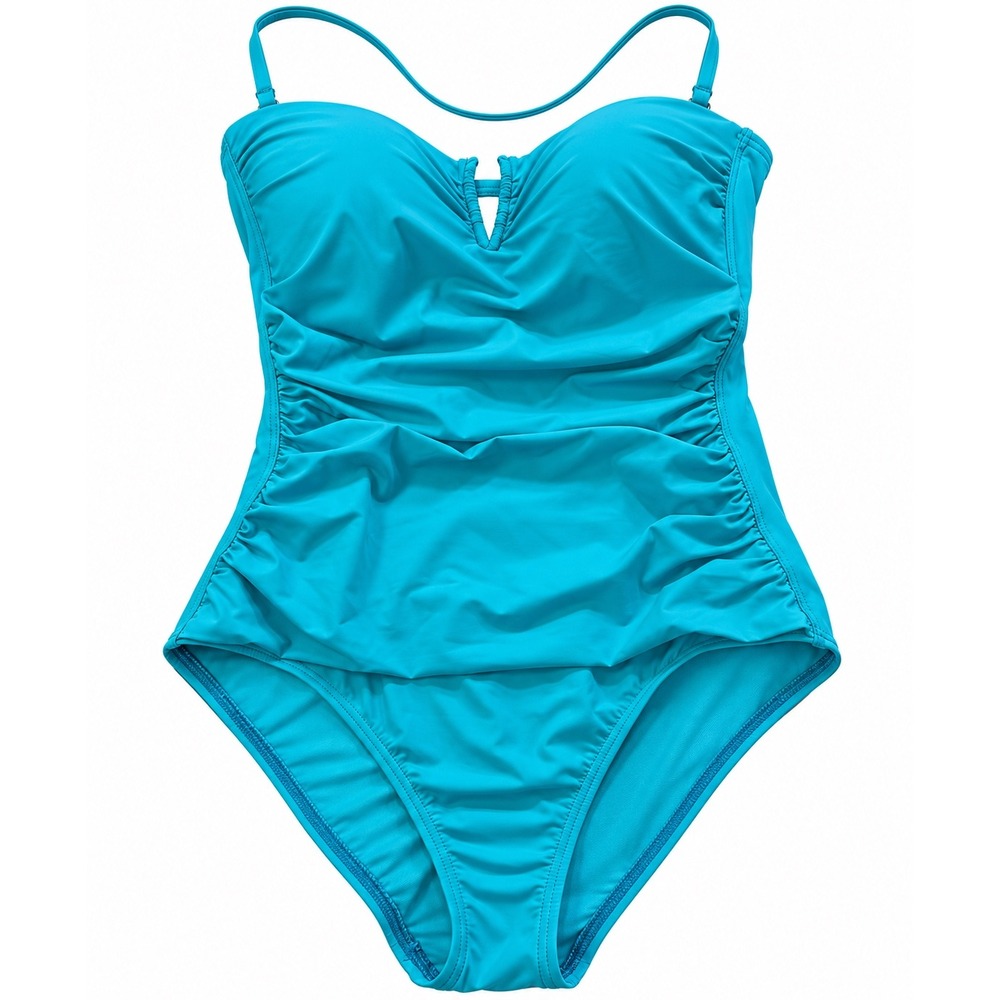 Tommy Bahama Womens Turquoise Ruched One Piece Swimsuit TSW31024P Size 10